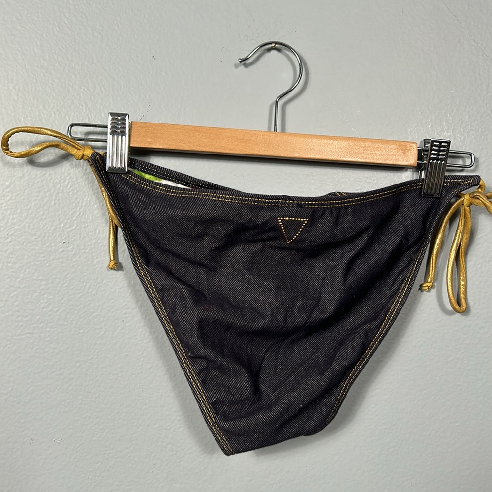 Guess Navy Soft Denim String Bikini Size Large - image 3
